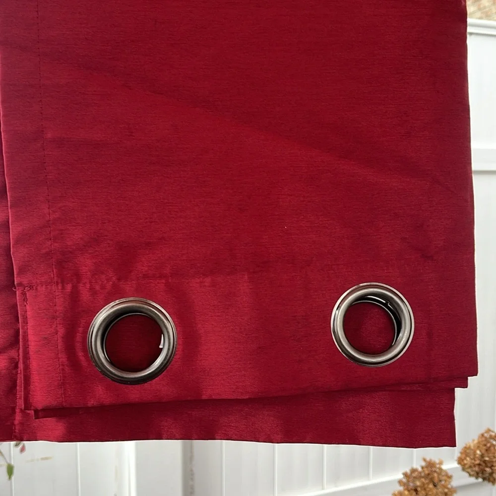 Lush Decor - Red Insulated Grommet 100% Blackout Faux Silk Window Curtain Panel